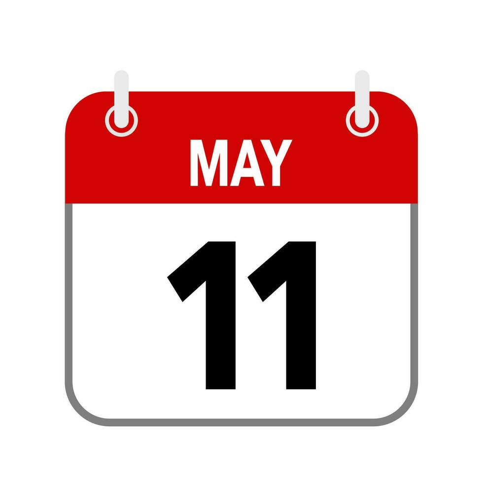 11 May, calendar date icon on white background. vector