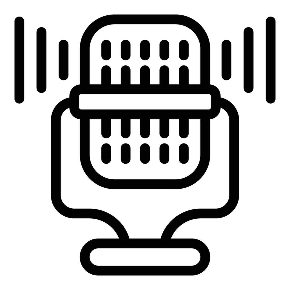 Microphone voice command icon outline vector. Smart virtual assistant vector