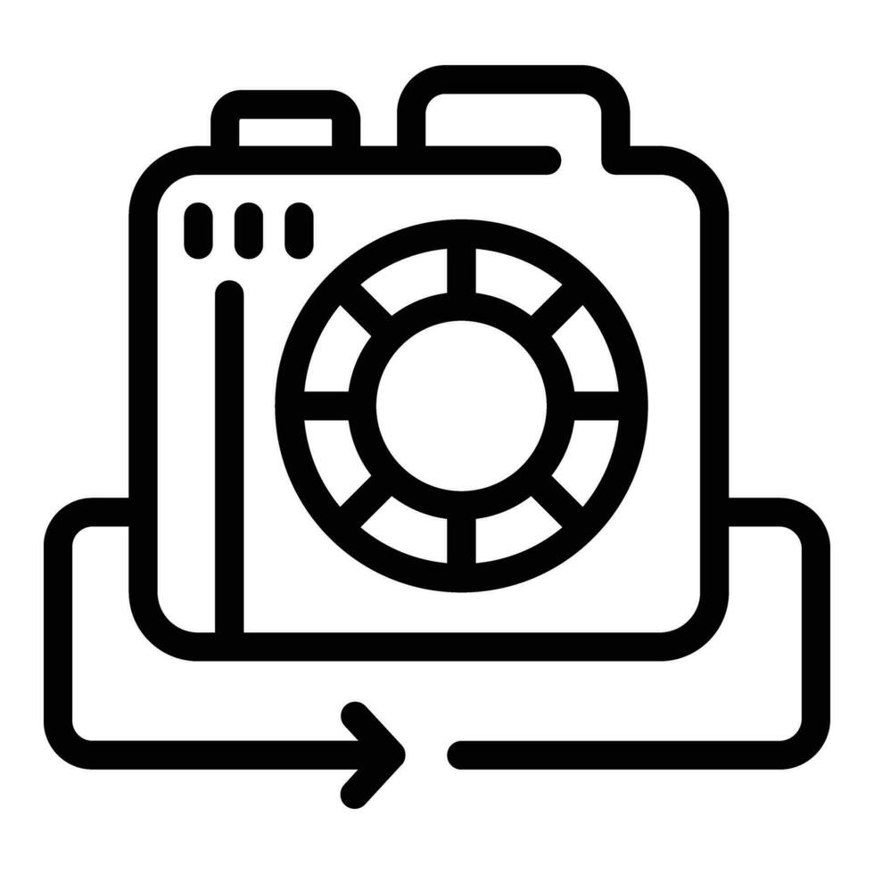 Digital camera taking photos icon outline vector. Capturing and storing images vector