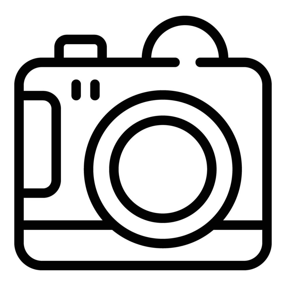 Photo camera for making content icon outline vector. Media pictures capture tool vector