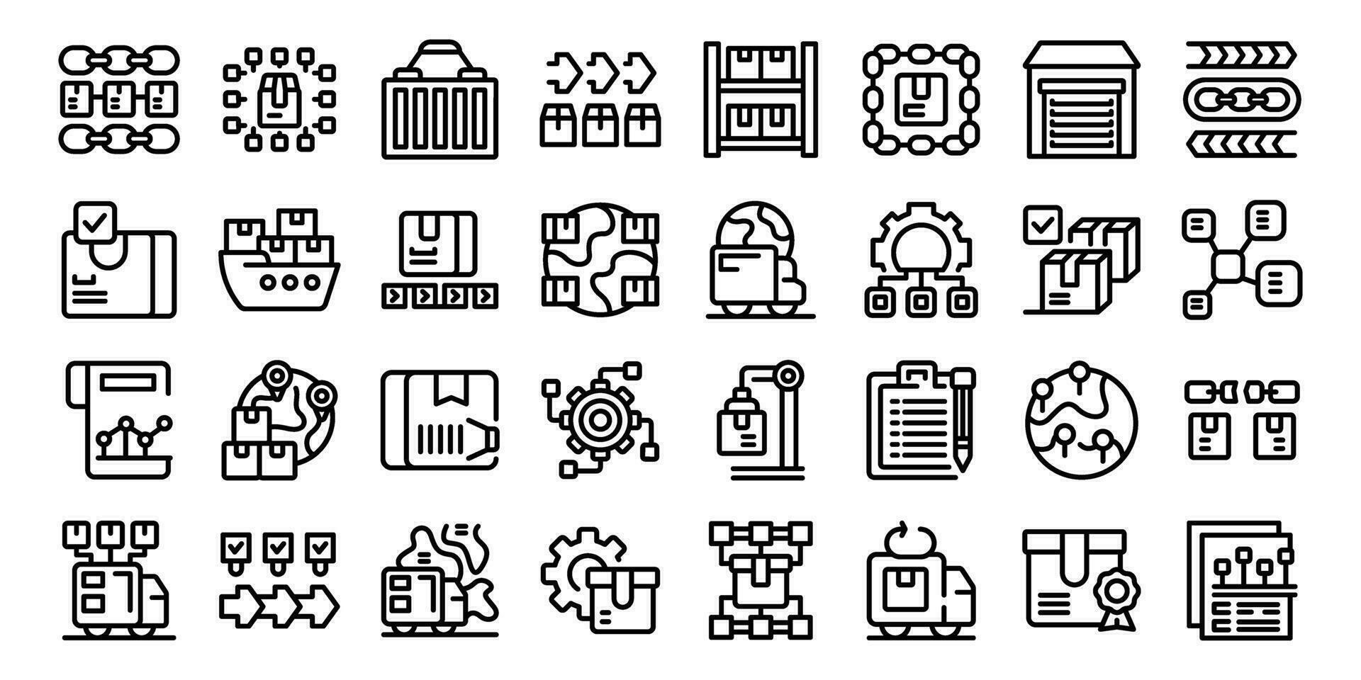 Supply Chain icons set outline vector. Plan product process vector