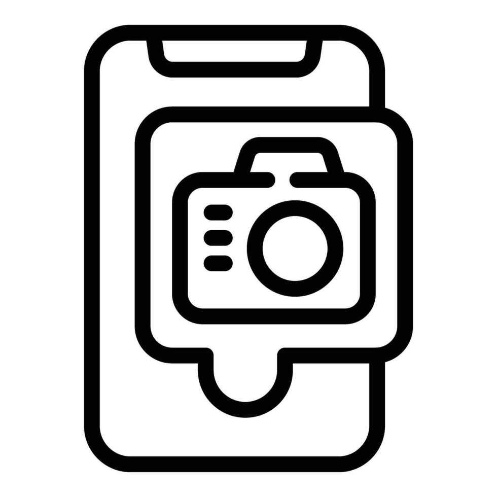 Phone mobile camera feature icon outline vector. Smartphone images capture vector