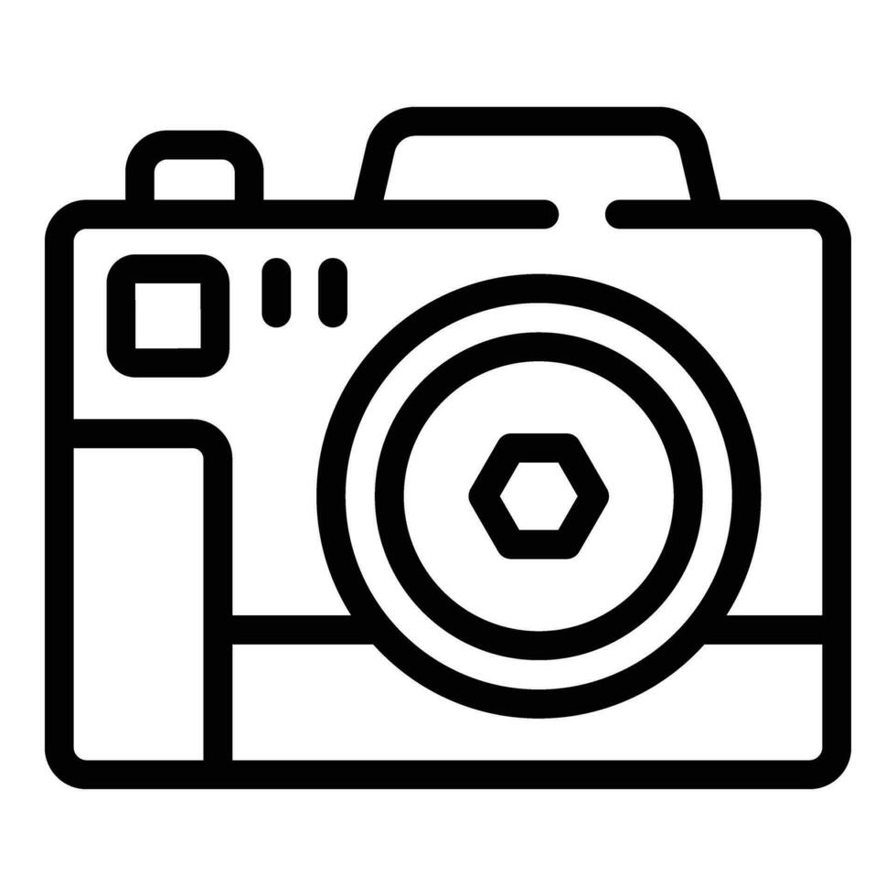 Photo optical capturing instrument icon outline vector. Photoshoot digital device vector