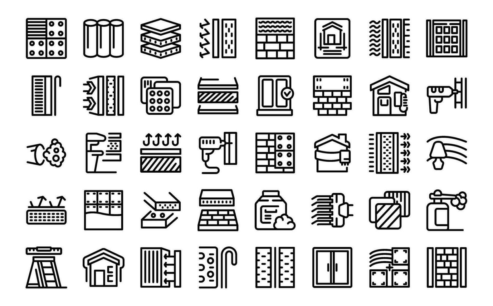 Building insulation icons set outline vector. Roll building wool vector