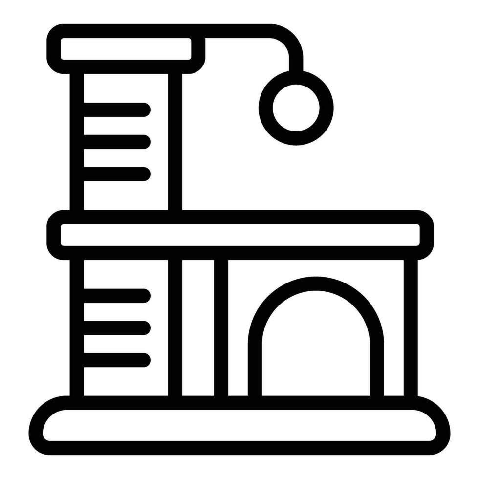 Cat scratcher post house icon outline vector. Playing amusement kitten accessory vector