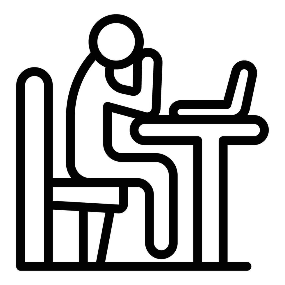 pasivo estilo de vida escritorio trabajo icono contorno vector. paciente grasa hombre vector