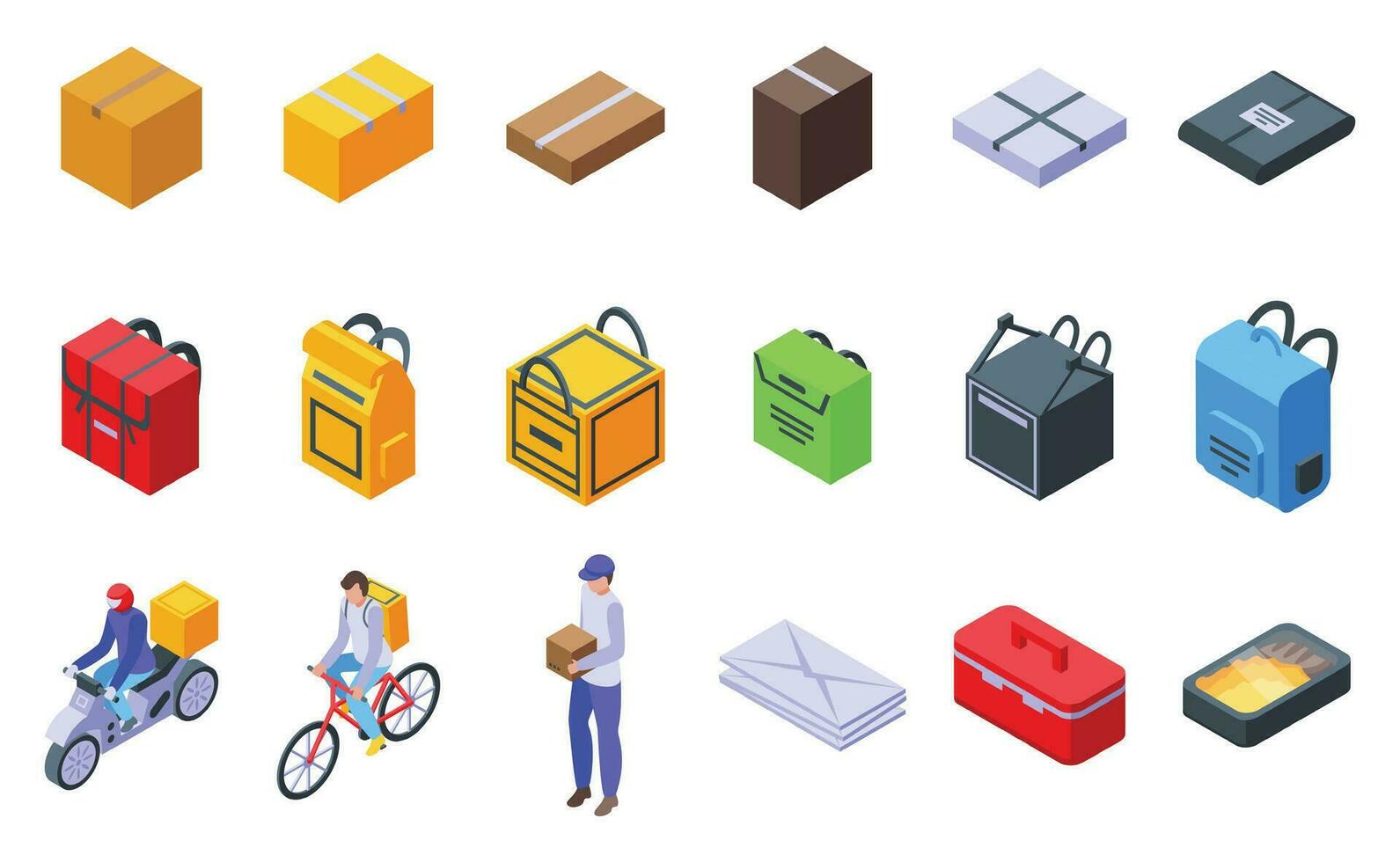 Case for courier icons set isometric vector. Deliver parcel box vector