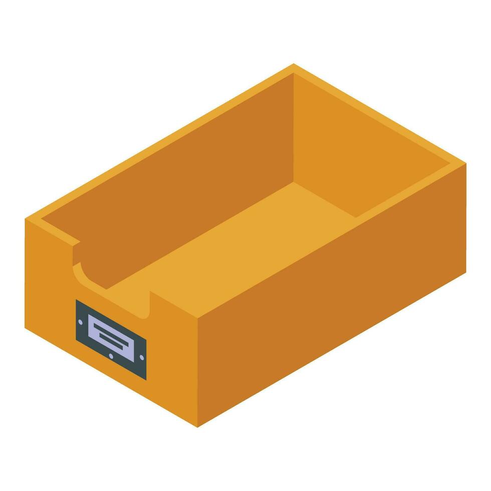 Carton paper tray icon isometric vector. Office empty box vector