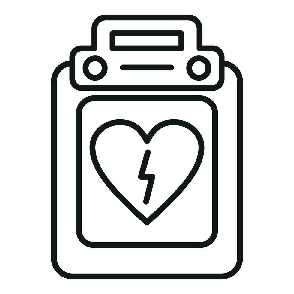 Cardiology defibrillator icon outline vector. Breath cardiac attack vector