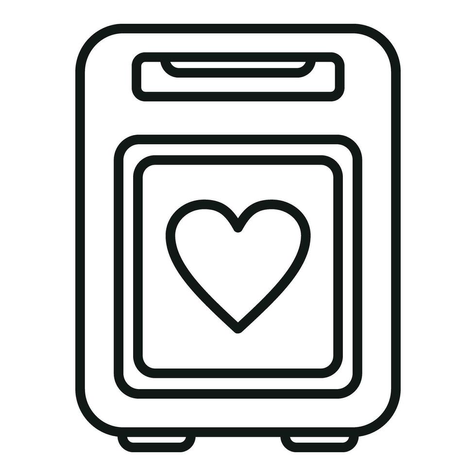 Disease defibrillator icon outline vector. Cardiac attack device vector