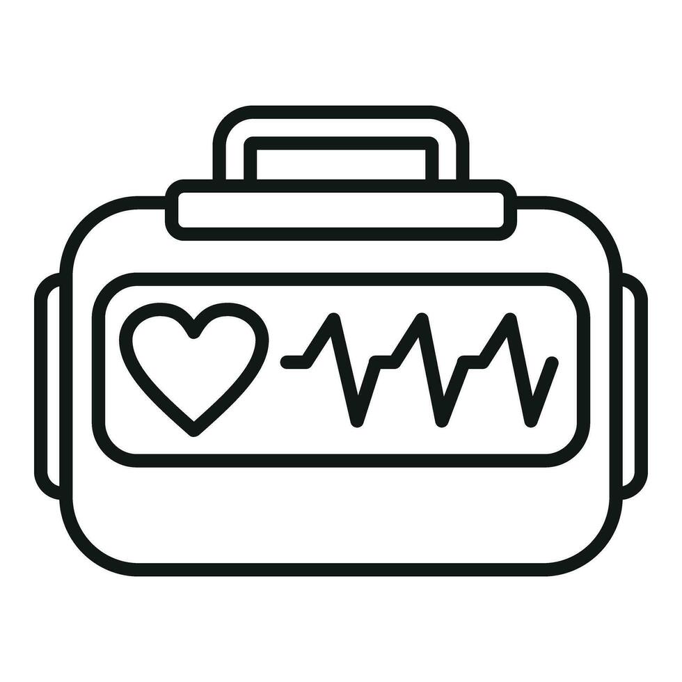 Monitor defibrillator icon outline vector. First aid care vector