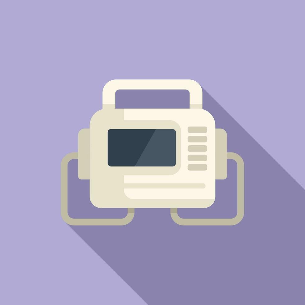 External defibrillator icon flat vector. First treatment vector