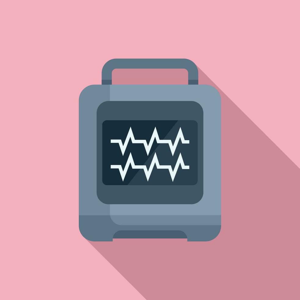 Medical defibrillator icon flat vector. Portable device vector