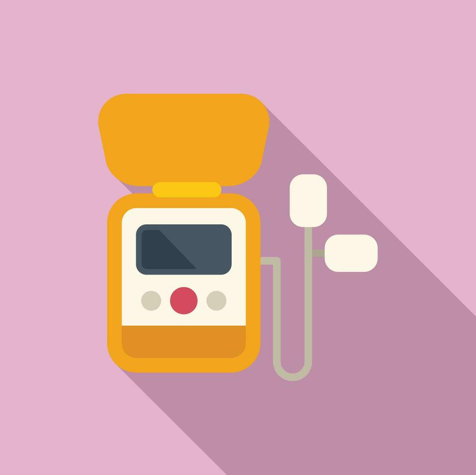 Modern defib icon flat vector. Portable medical device vector