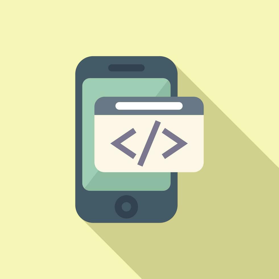 Smartphone code developer icon flat vector. Build team coder vector