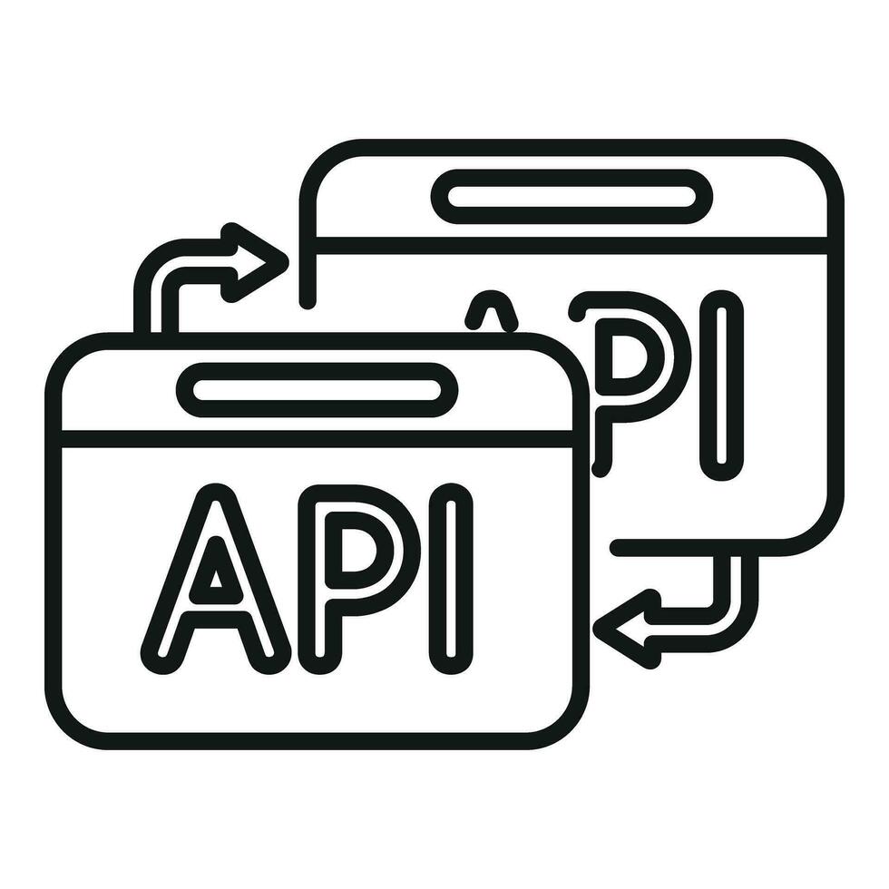 Api change secure icon outline vector. Gear hosting vector