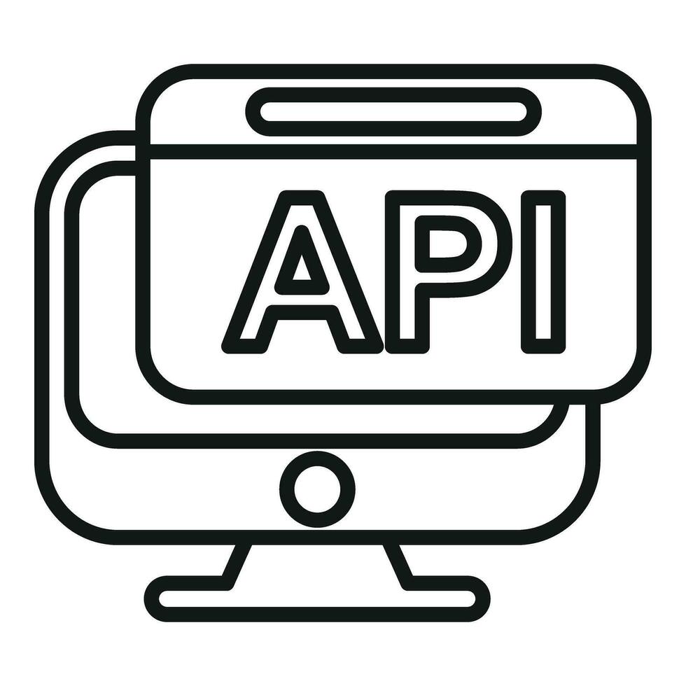 Api monitor icon outline vector. Code gear hosting vector