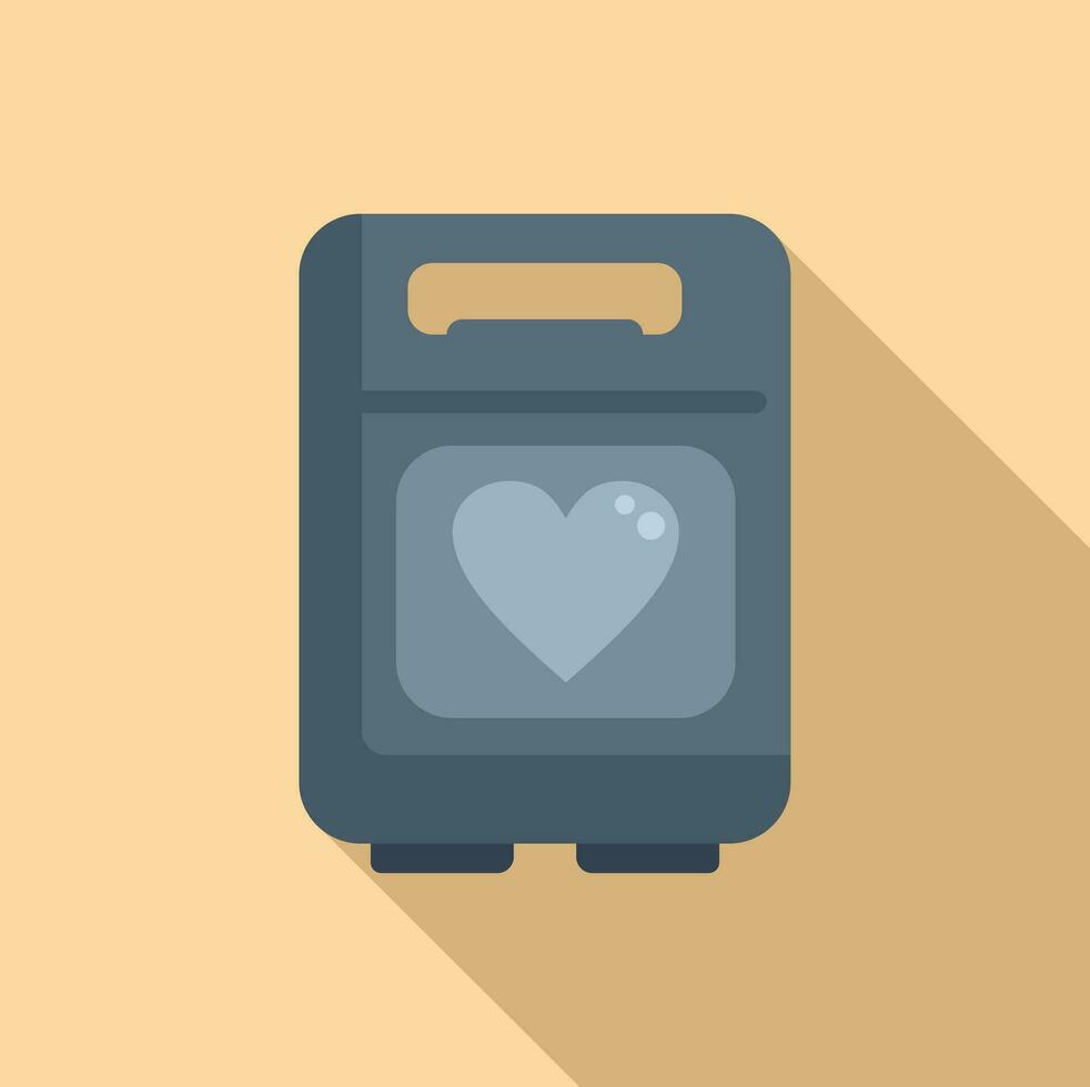 Safety defibrillator icon flat vector. Cardiac attack problem vector