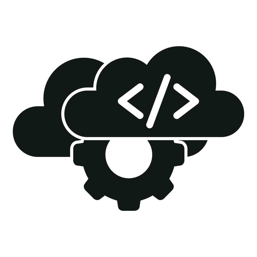 Cloud gear support icon simple vector. Mobile server app vector