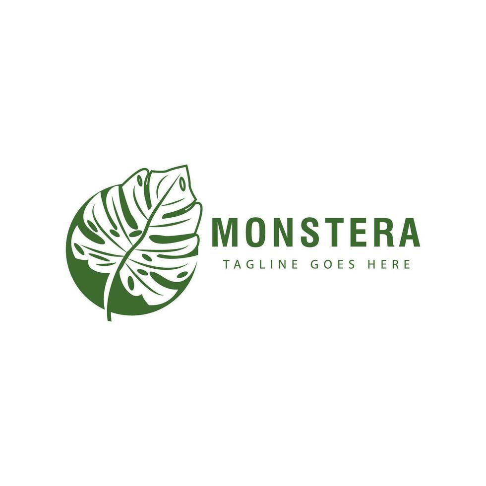 Monstera logo vector template symbol design