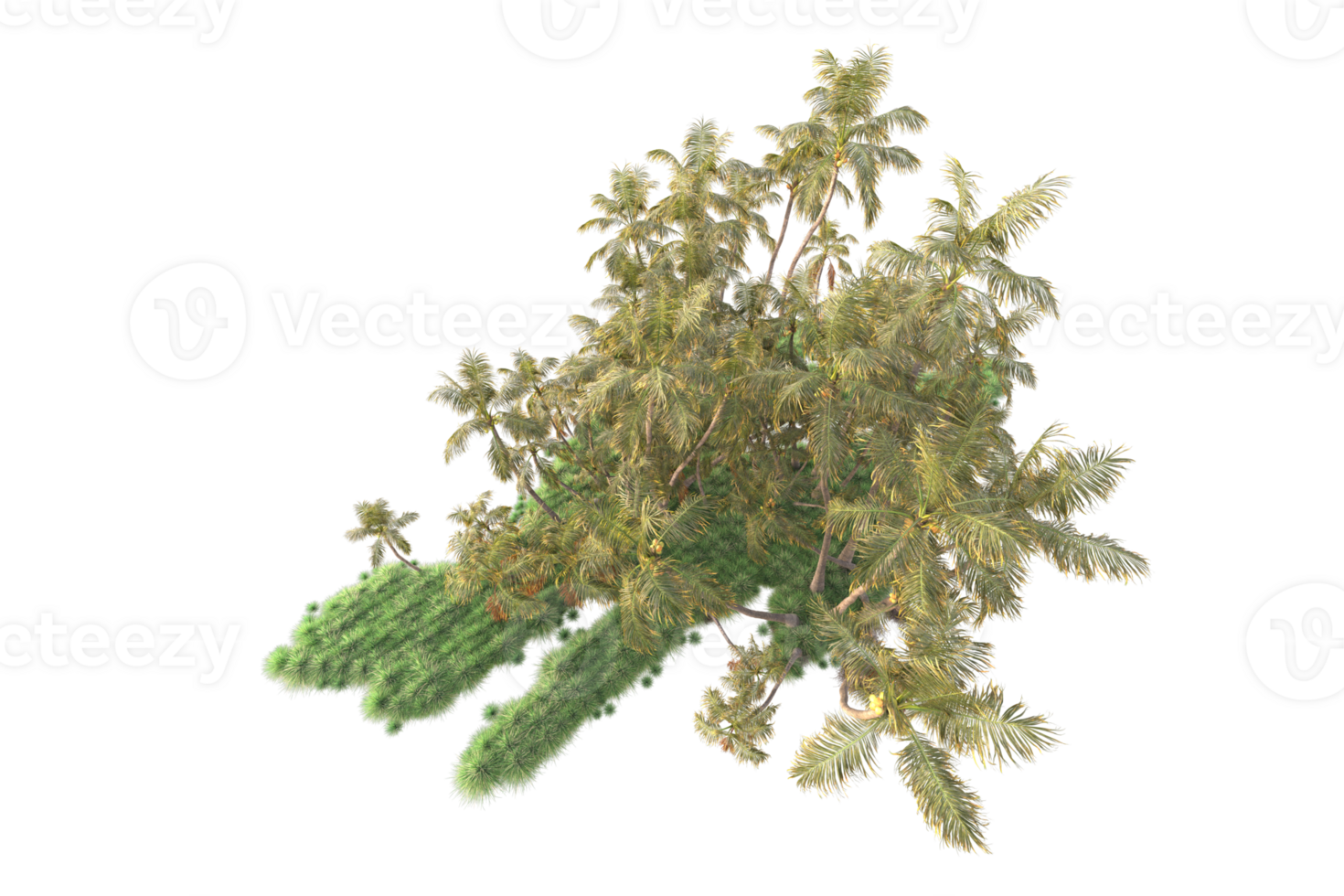 Tropical forest isolated on transparent background. 3d rendering - illustration png