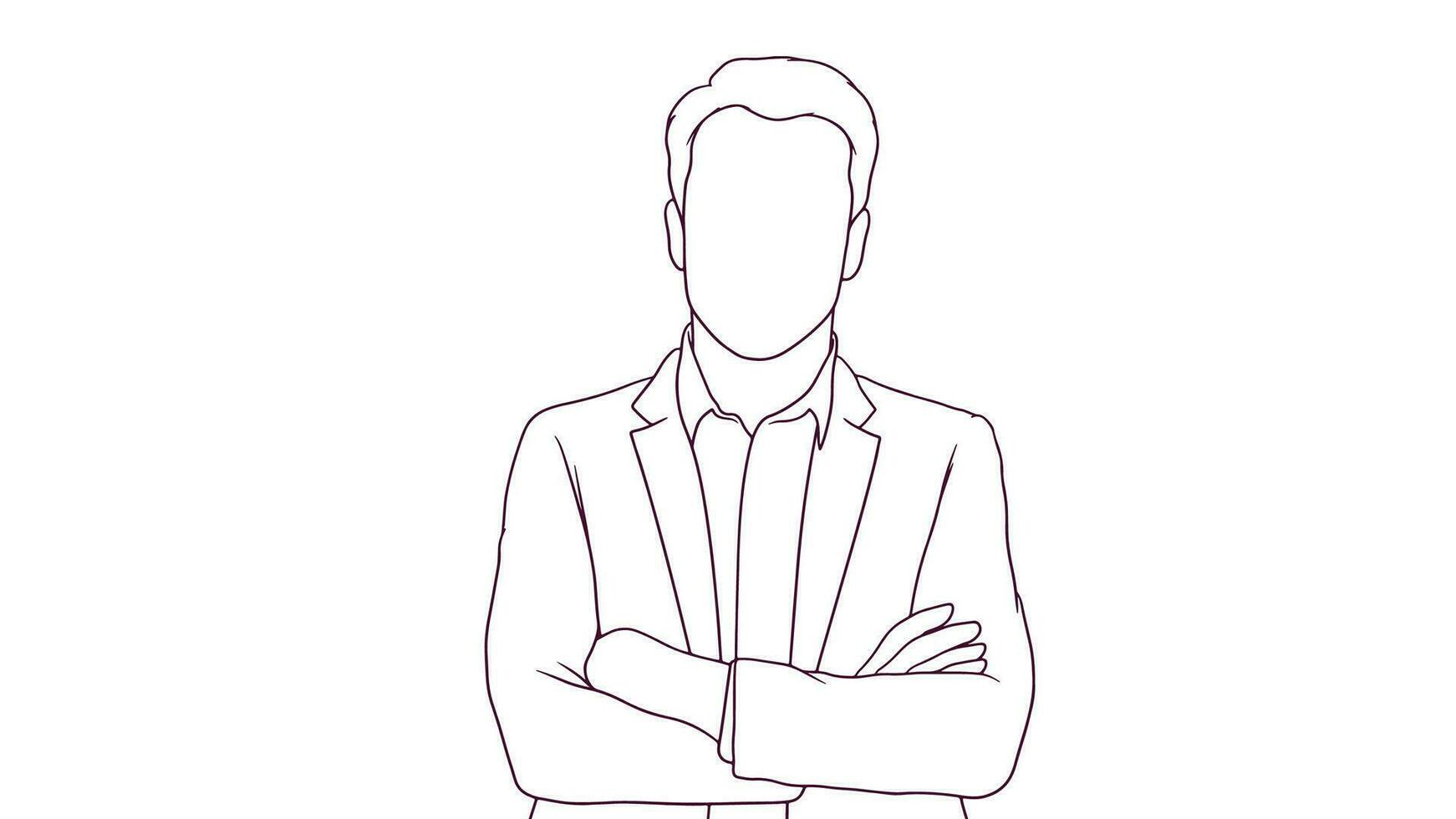 confident businessman with crossed arms, hand drawn style vector illustration