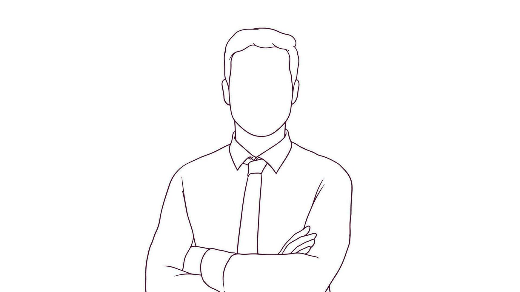 succesfull businessman with crossed arms, hand drawn style vector illustration