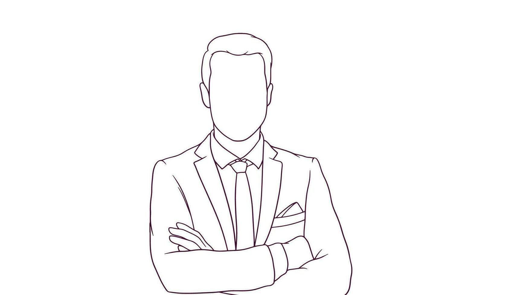 succesfull businessman with crossed arms, hand drawn style vector illustration