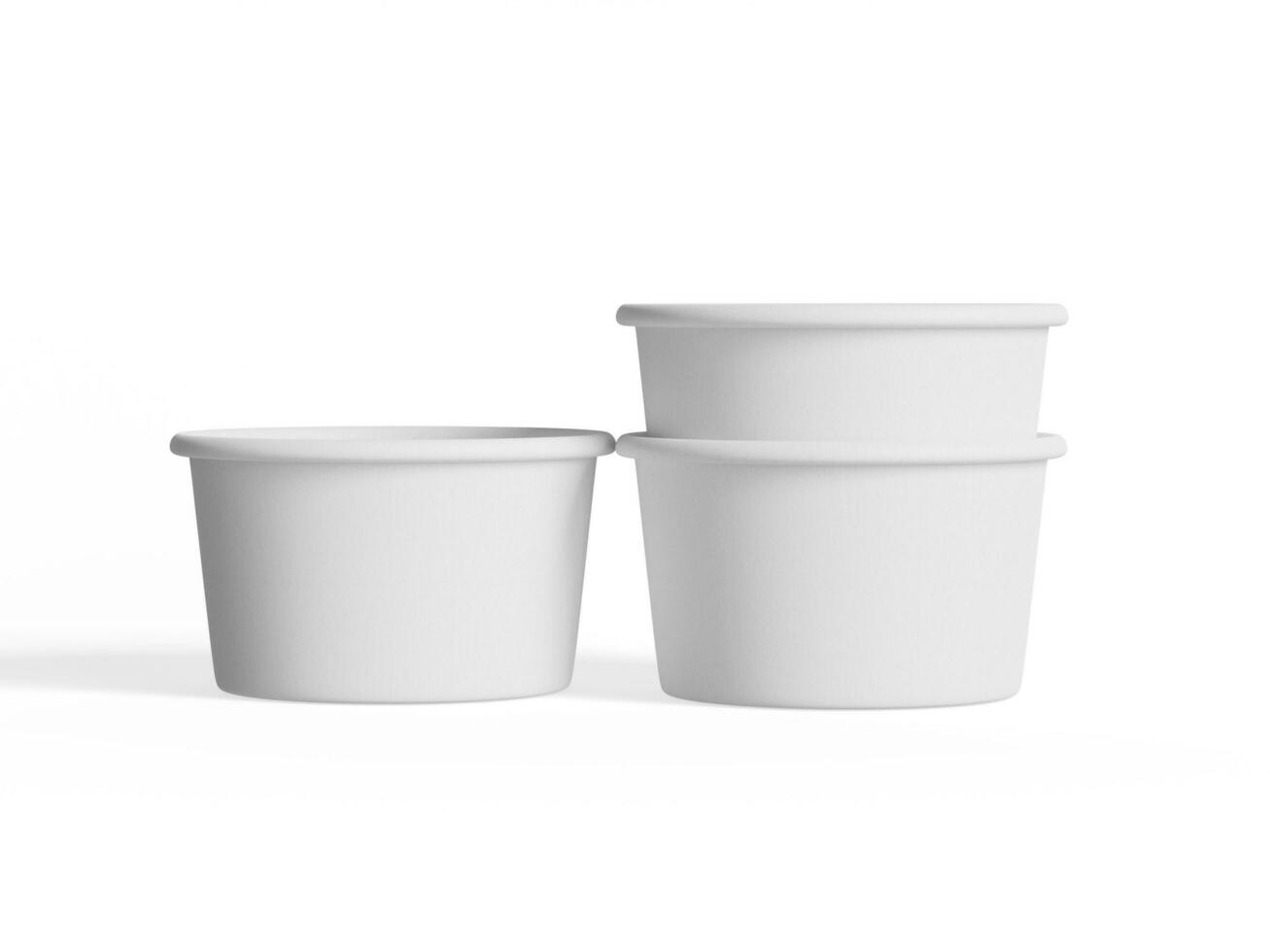 Ice Cream container for mockup collection, Disposable kraft paper bowl isolated on white background realistic 3D illustration photo