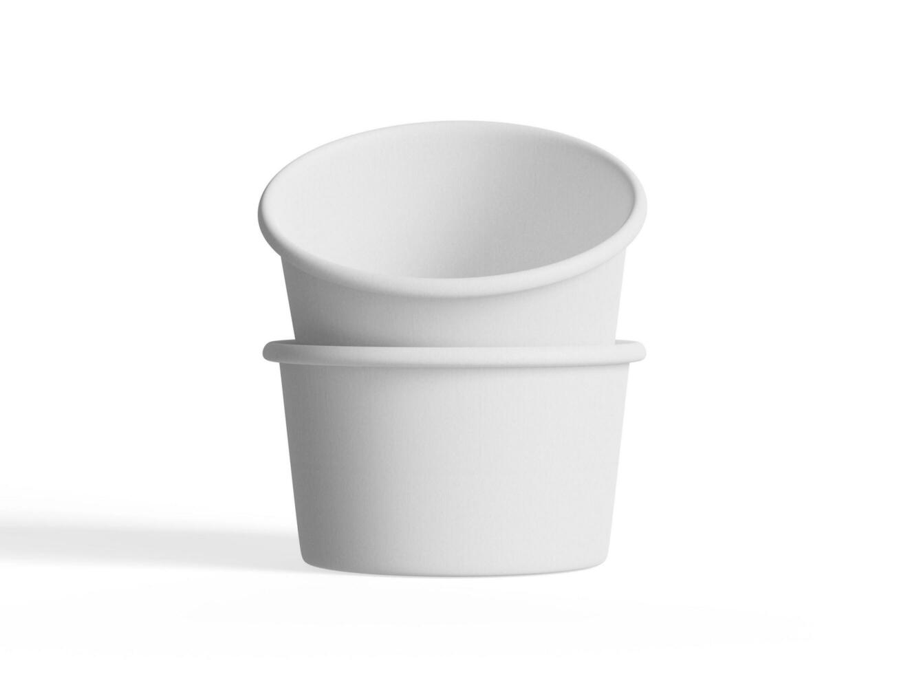 Ice Cream container for mockup collection, Disposable kraft paper bowl isolated on white background realistic 3D illustration photo