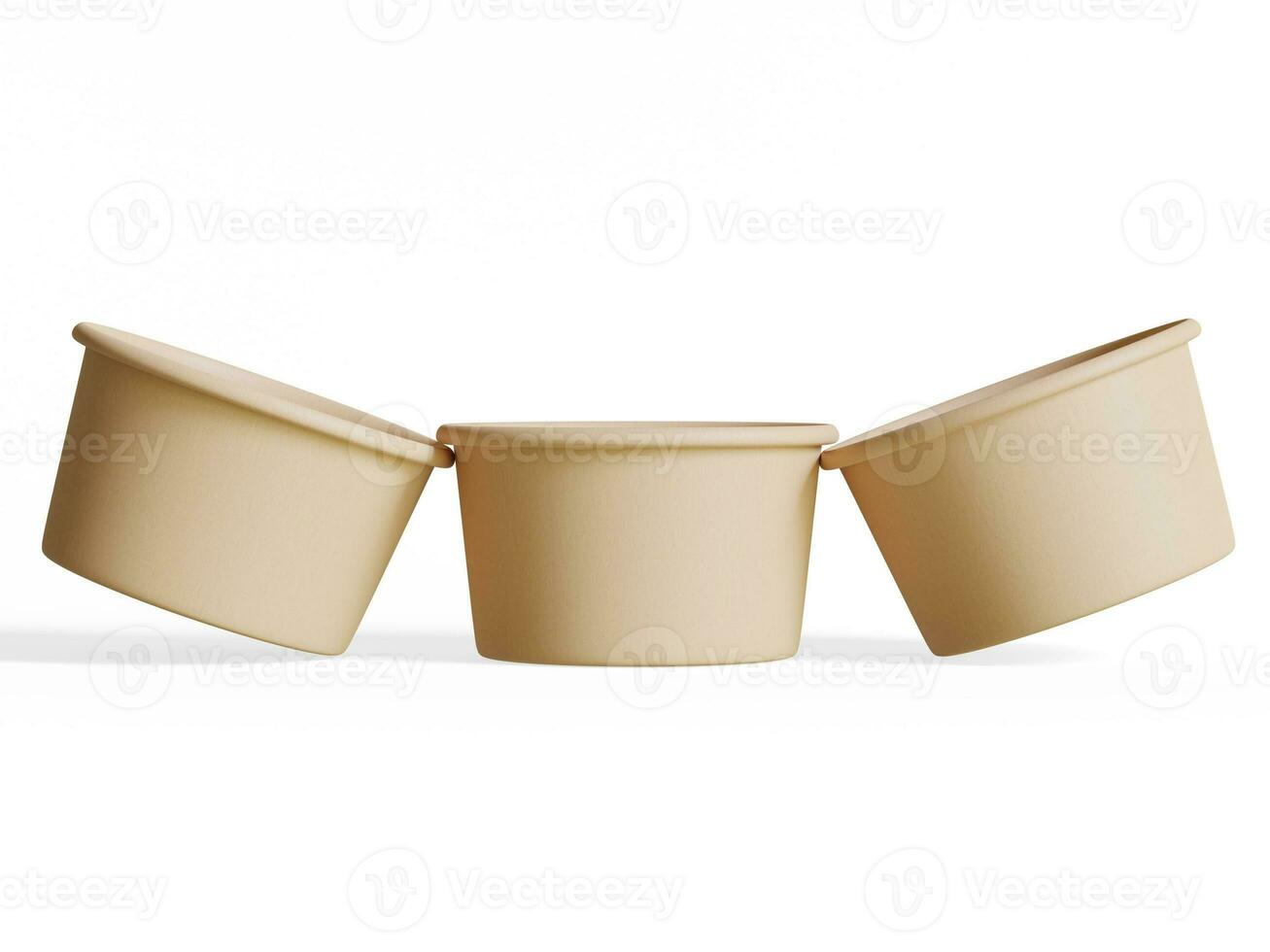 Container for food or Disposable kraft paper bowl isolated on white background realistic 3D illustration photo