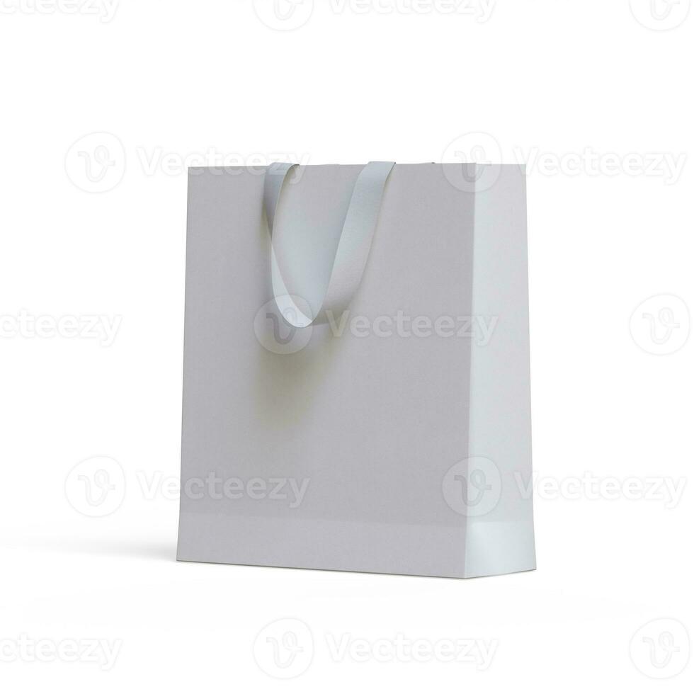 Shopping bag with realistic paper texture isolated on white background illustration 3D rendering photo