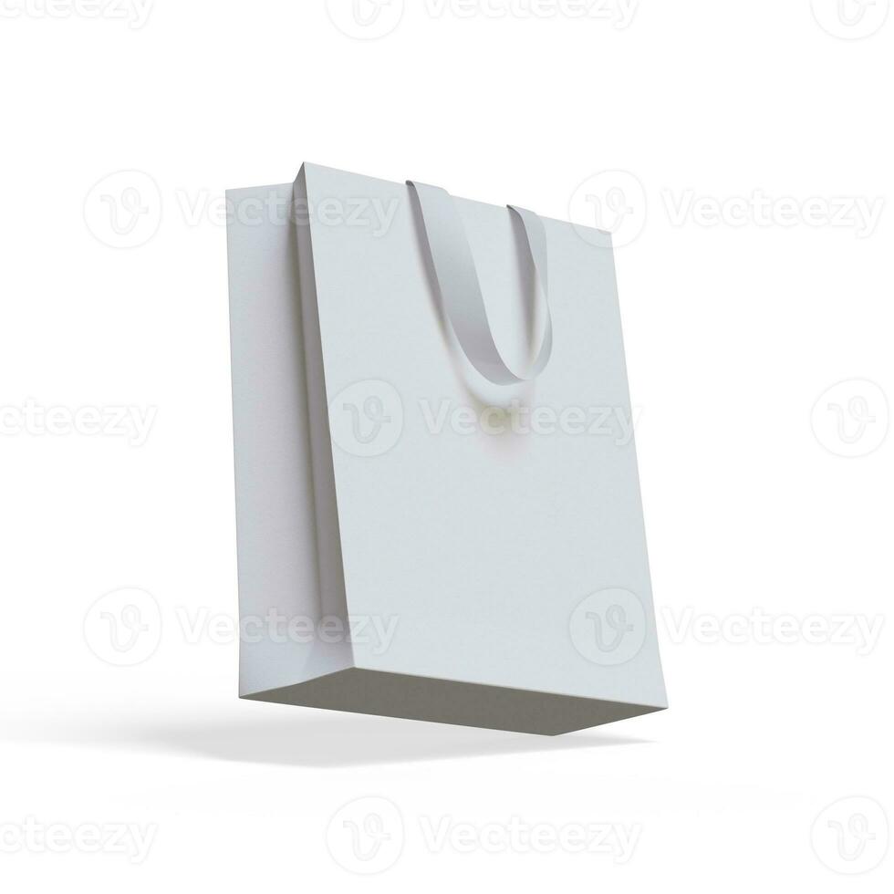 Shopping bag with realistic paper texture isolated on white background illustration 3D rendering photo