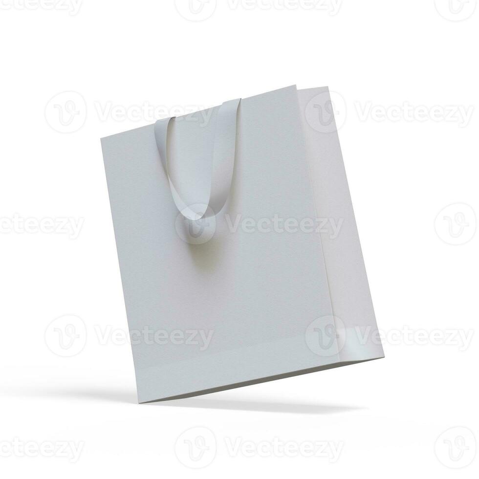 Shopping bag with realistic paper texture isolated on white background illustration 3D rendering photo