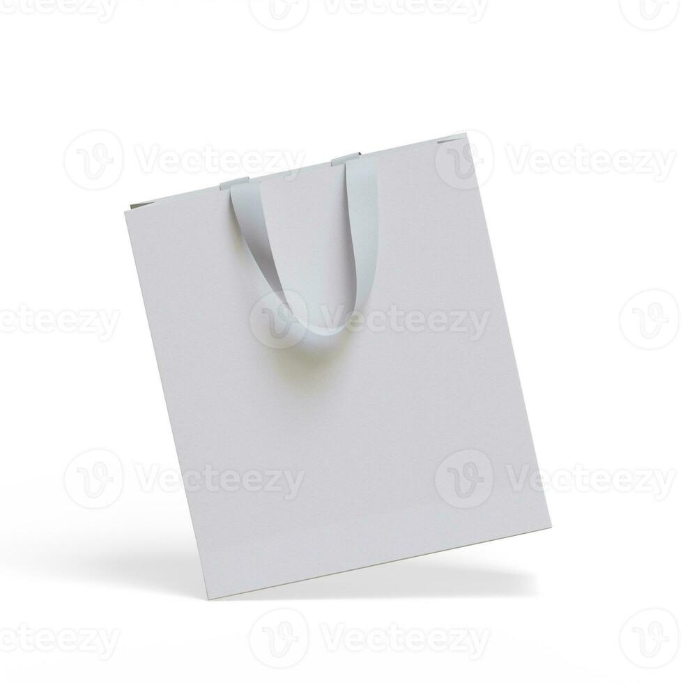 Shopping bag with realistic paper texture isolated on white background illustration 3D rendering photo