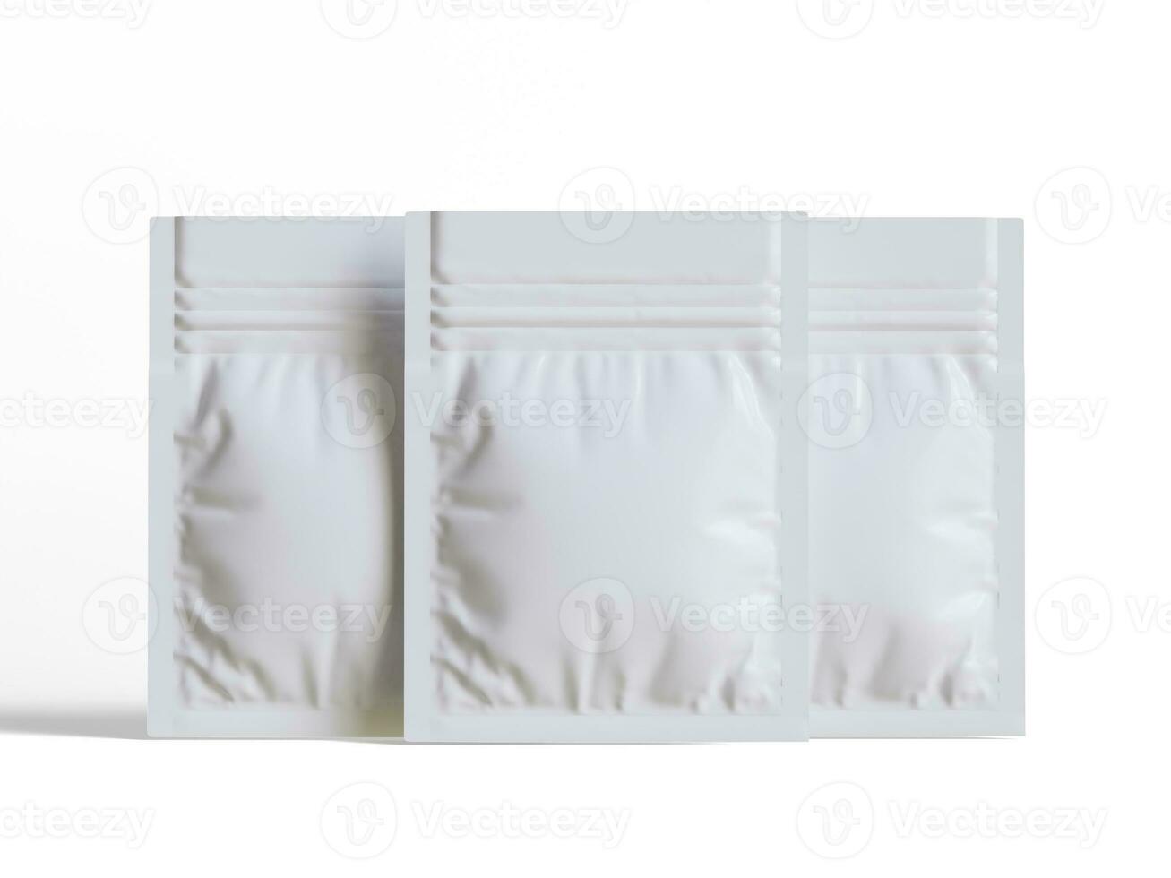 Packaging sachet white color realistic texture rendering 3D illustration photo