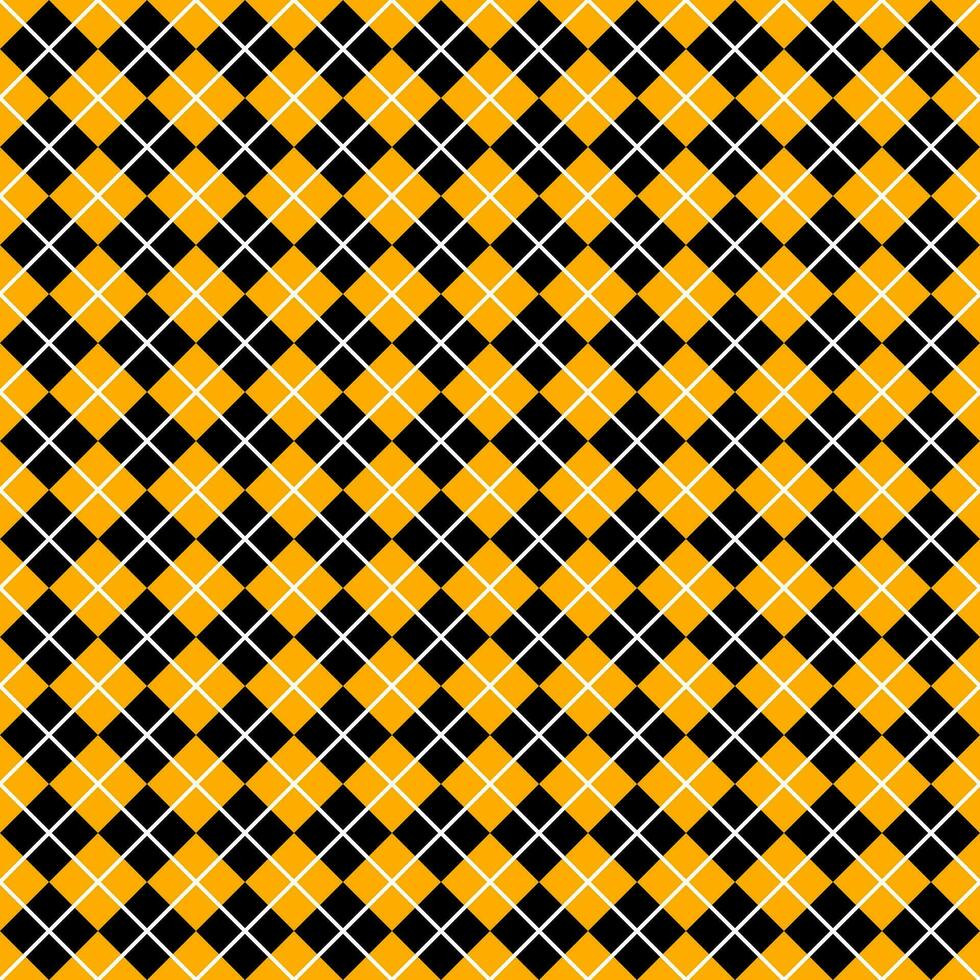 Seamless yellow and black argyle pattern. Diamond shapes background. vector