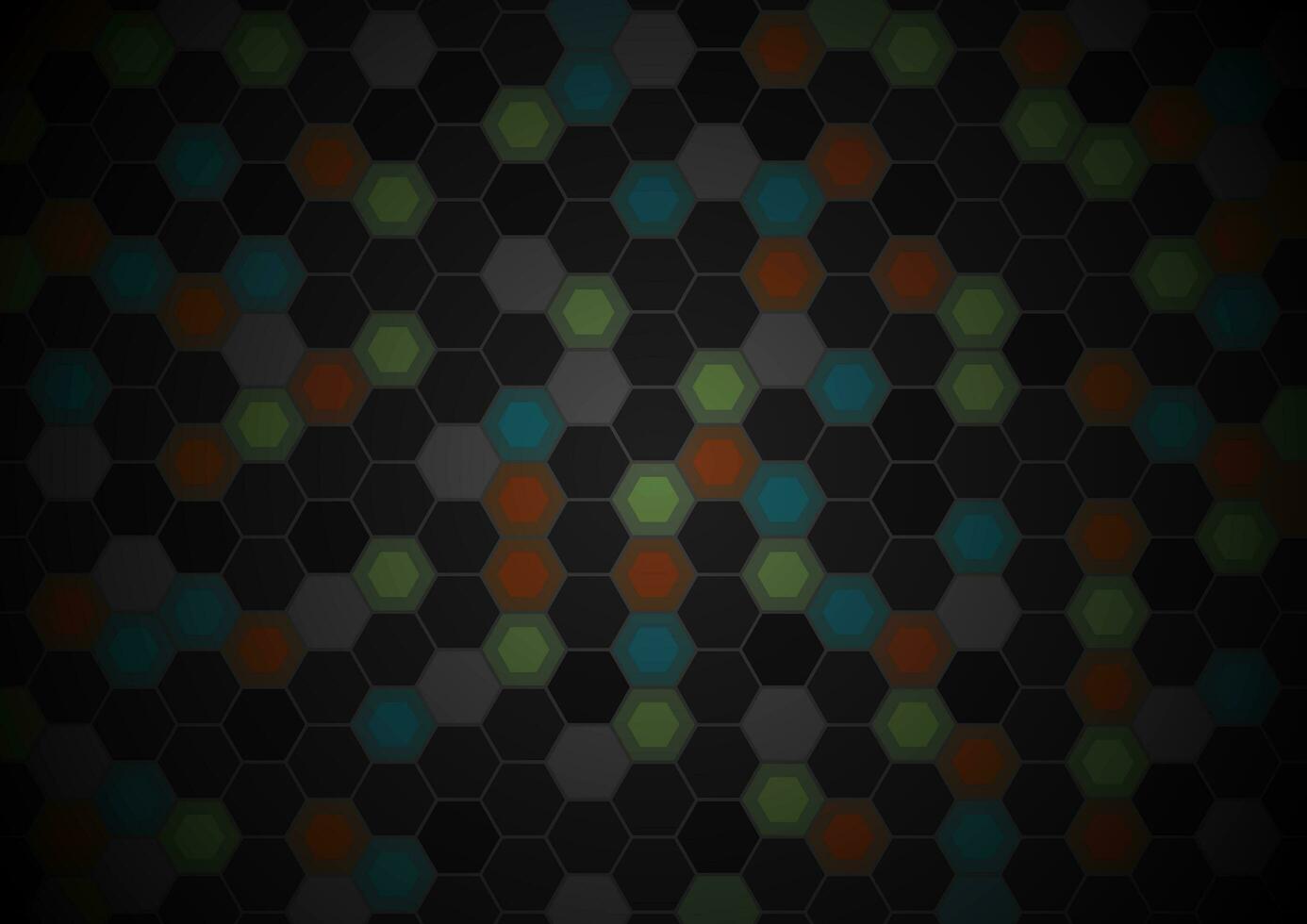 Black and colorful hexagons tech pattern design photo