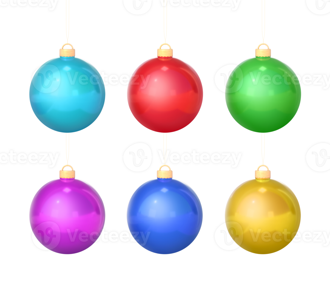 3d renderen kleurrijk Kerstmis bal ornamenten reeks png