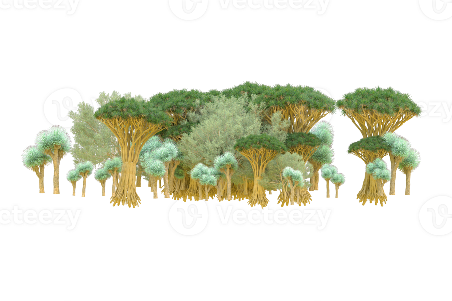 Tropical forest isolated on transparent background. 3d rendering - illustration png
