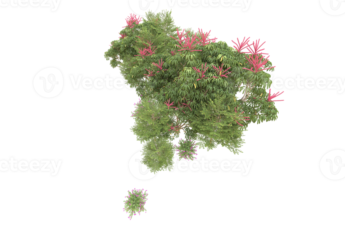 Realistic forest isolated on transparent background. 3d rendering - illustration png