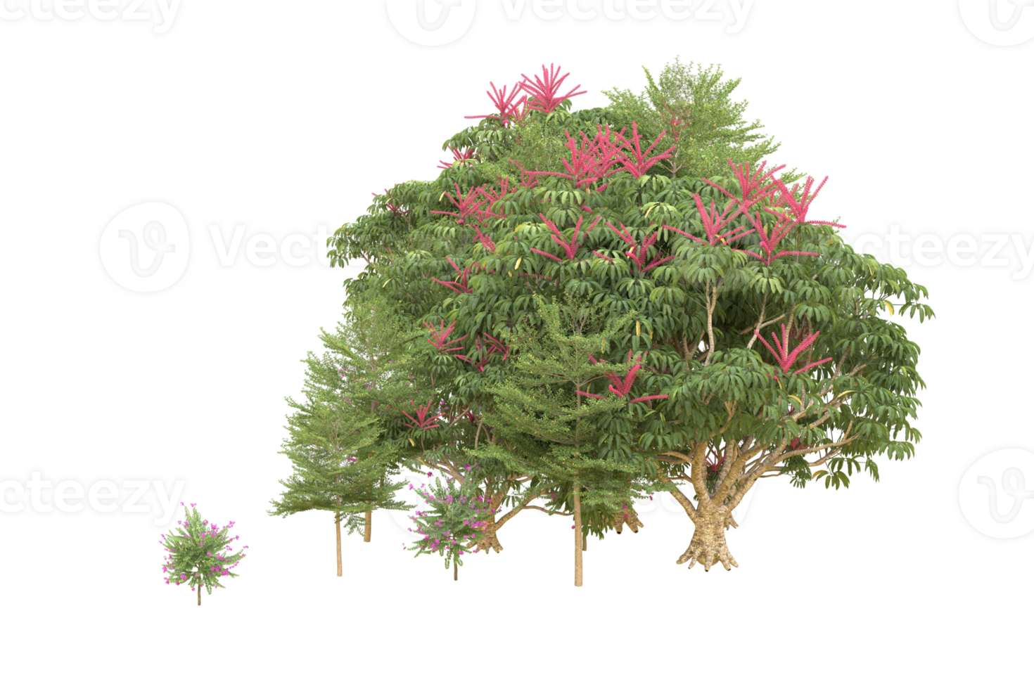 Realistic forest isolated on transparent background. 3d rendering - illustration png