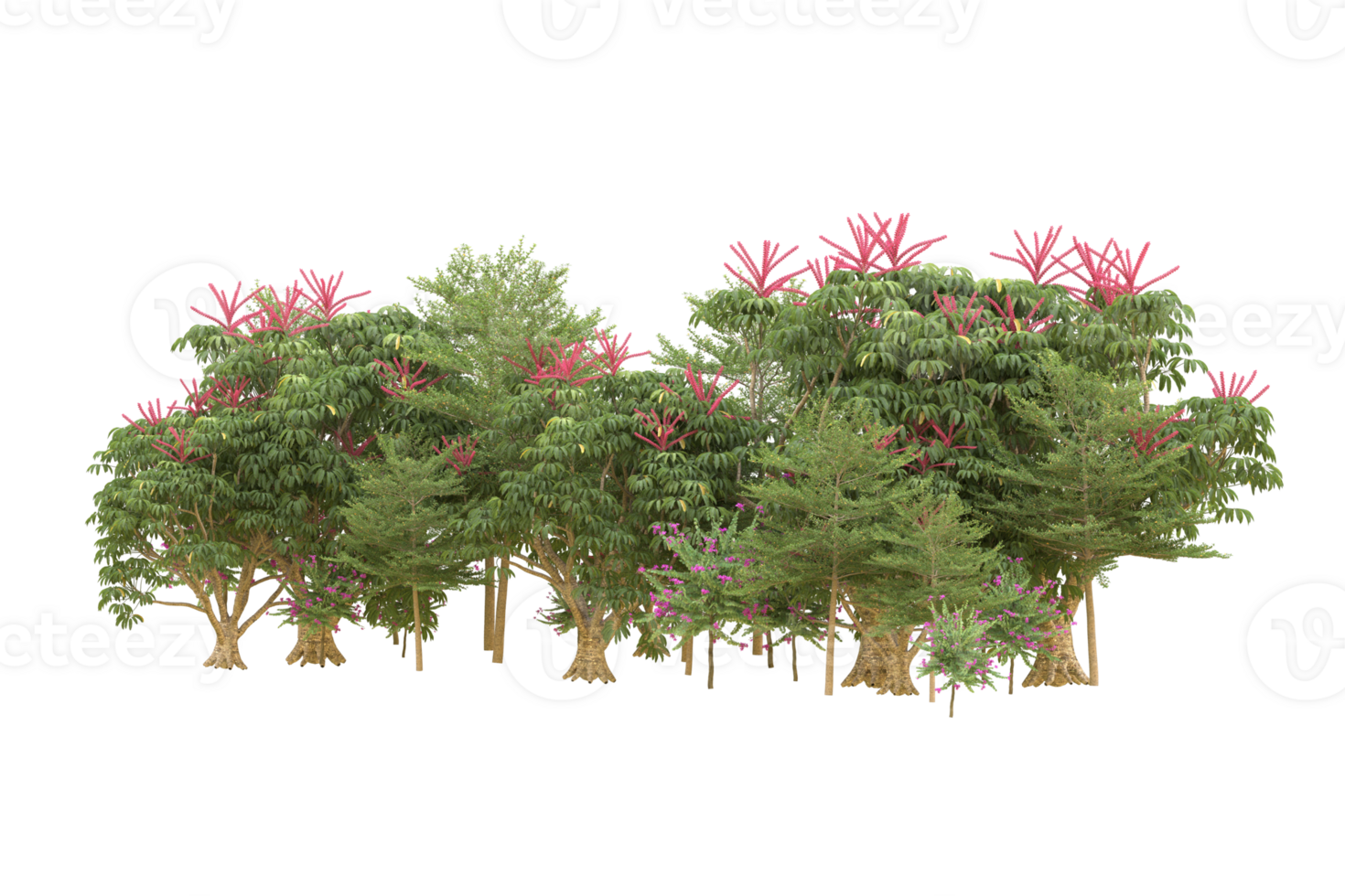 Realistic forest isolated on transparent background. 3d rendering - illustration png