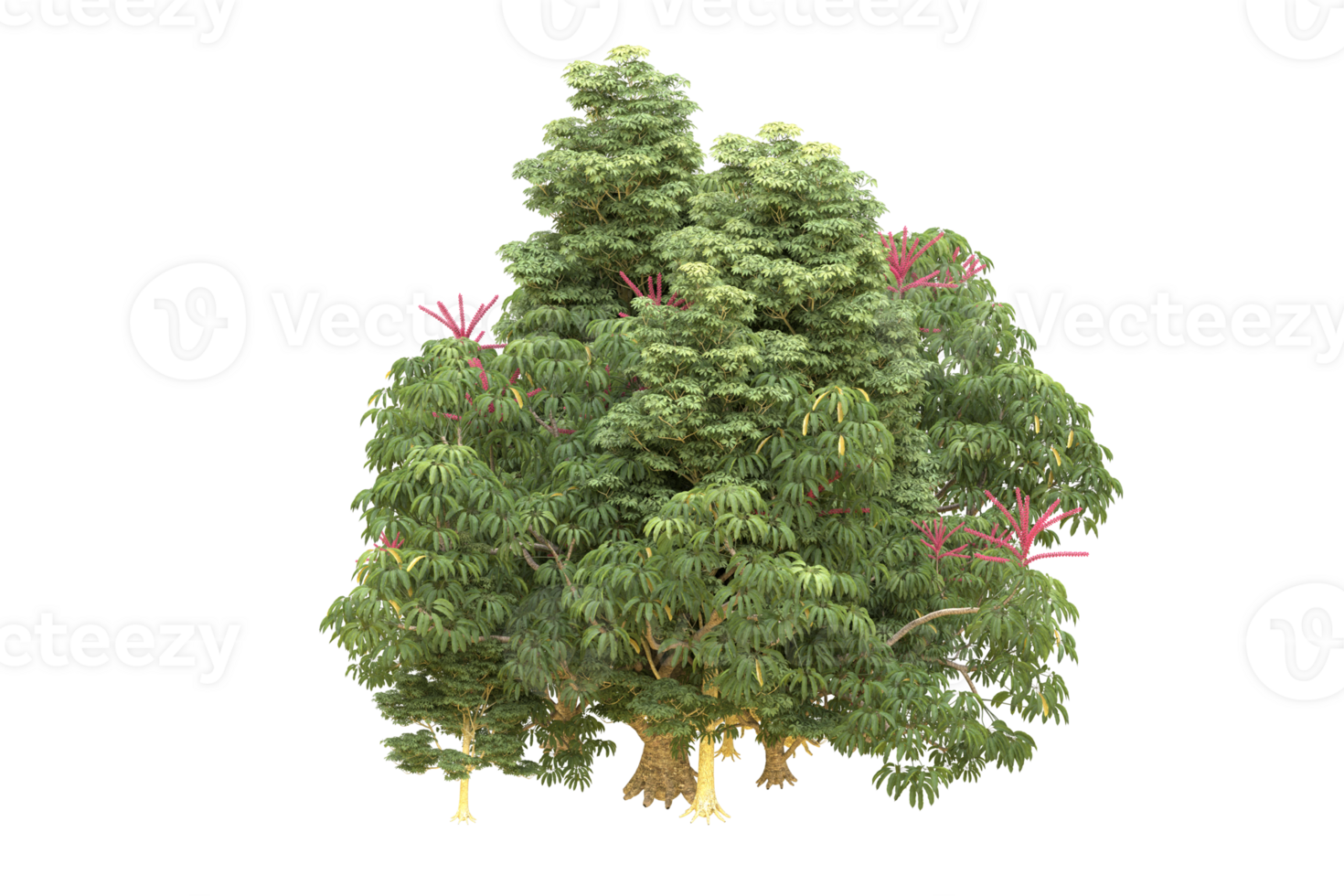 Realistic forest isolated on transparent background. 3d rendering - illustration png
