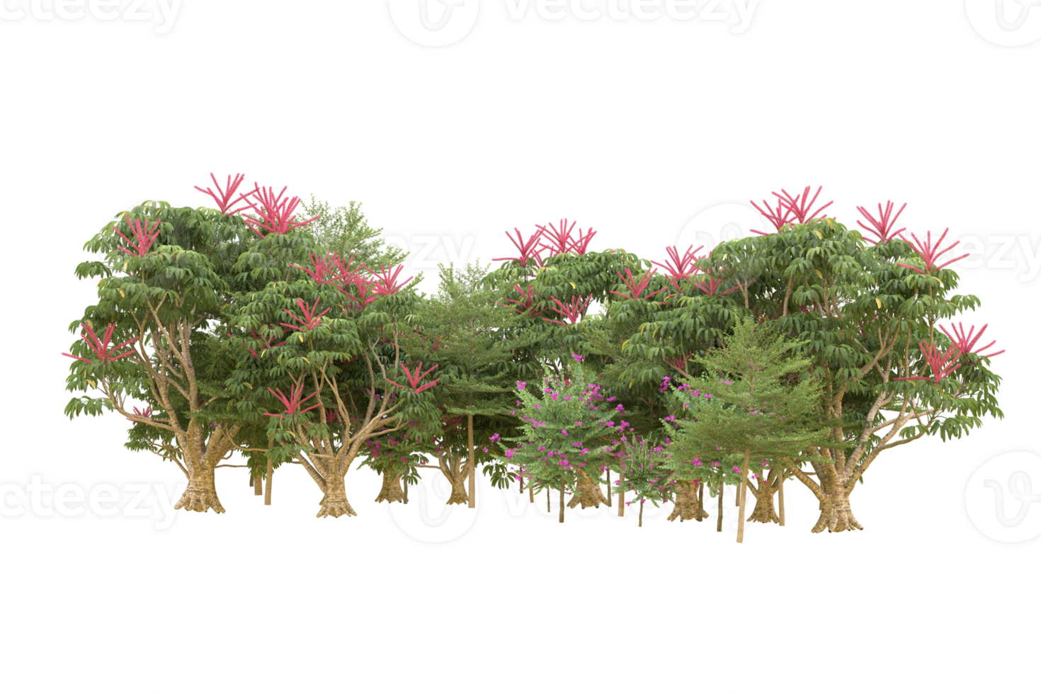 Realistic forest isolated on transparent background. 3d rendering - illustration png