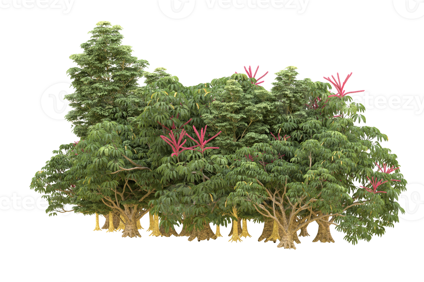 Realistic forest isolated on transparent background. 3d rendering - illustration png