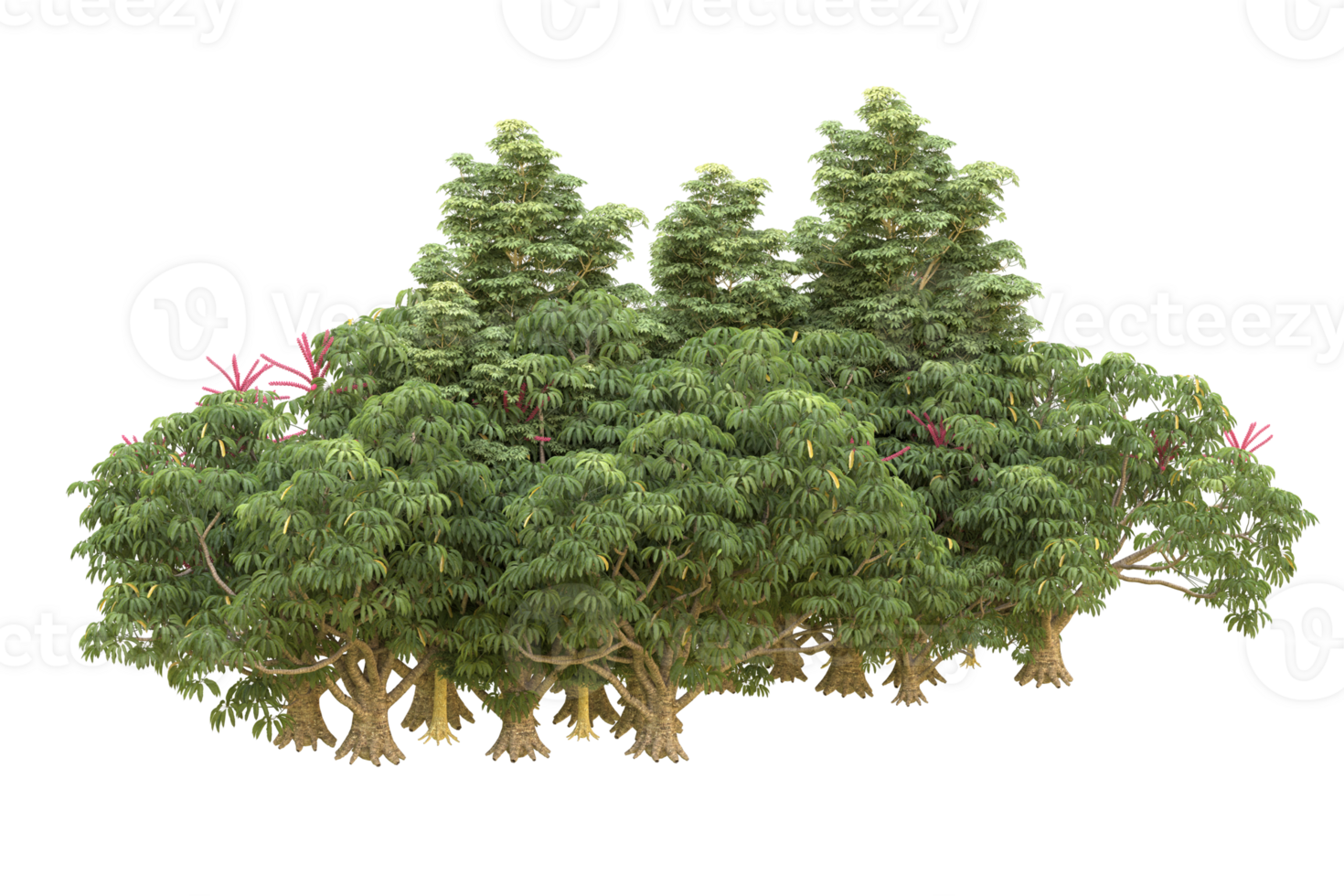 Realistic forest isolated on transparent background. 3d rendering - illustration png