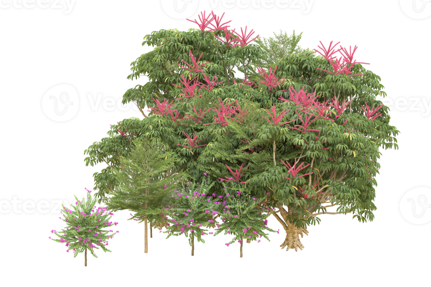 Realistic forest isolated on transparent background. 3d rendering - illustration png