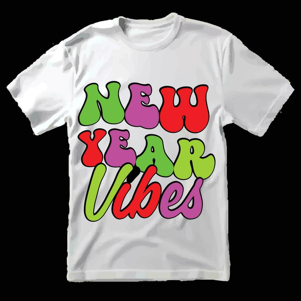 Happy new year retro type design for t-shirt, cards, frame artwork, bags, mugs, stickers, tumblers, phone cases, print etc. vector