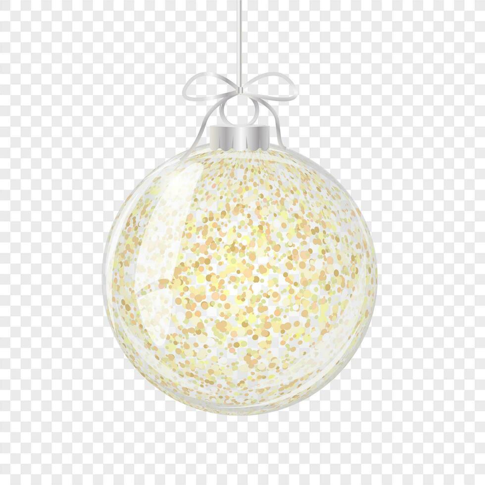 vaso Navidad pelota con Brillantina. elemento de fiesta decoración. vector objeto para Navidad diseño, Bosquejo, tarjeta postal, invitación, póster, bandera